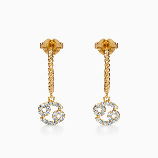 Diamond Cancer Dangle Earrings