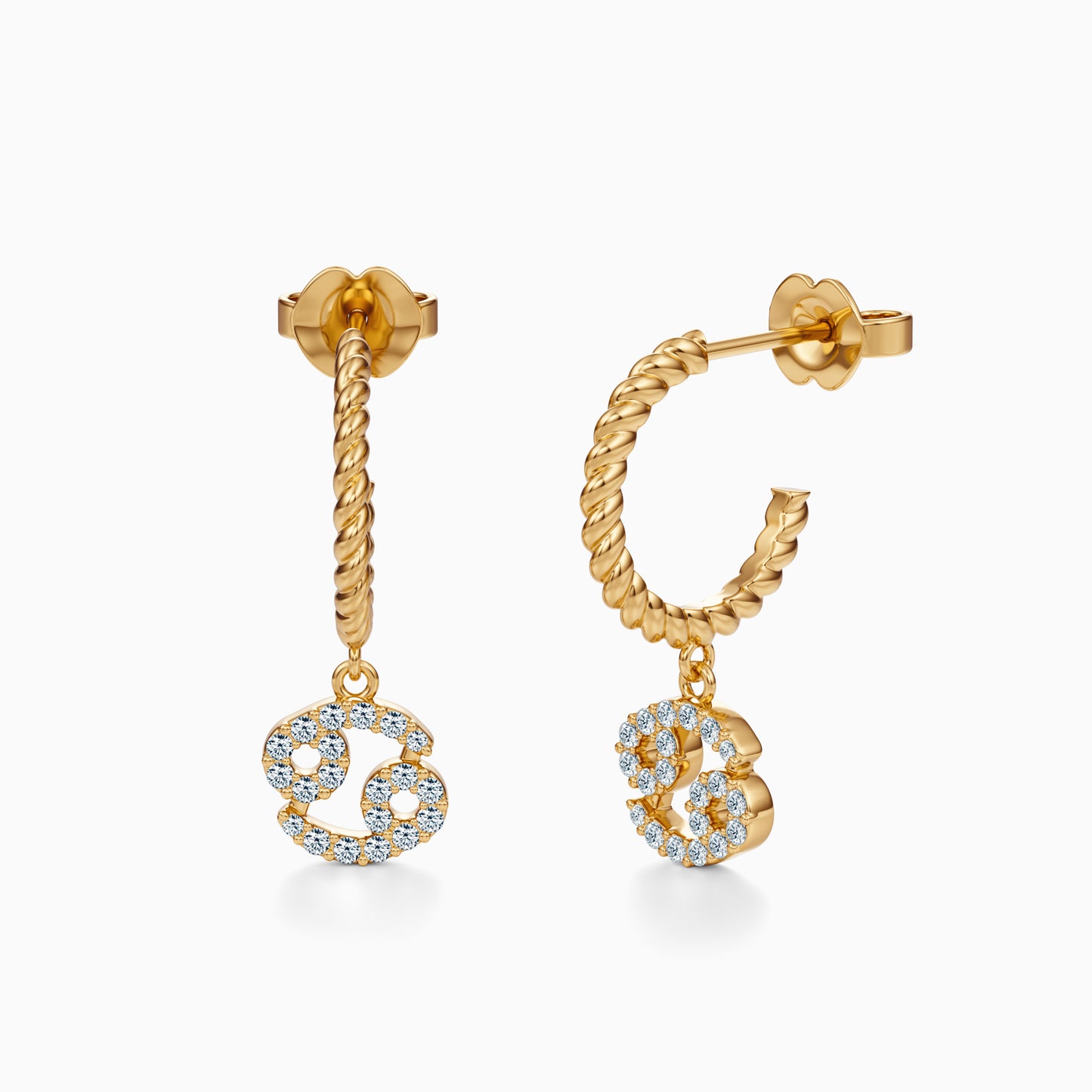 Diamond Cancer Dangle Earrings