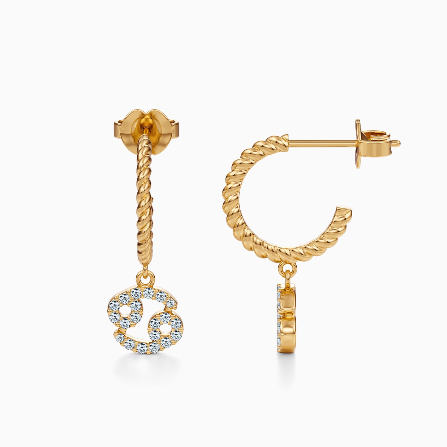 Diamond Cancer Dangle Earrings