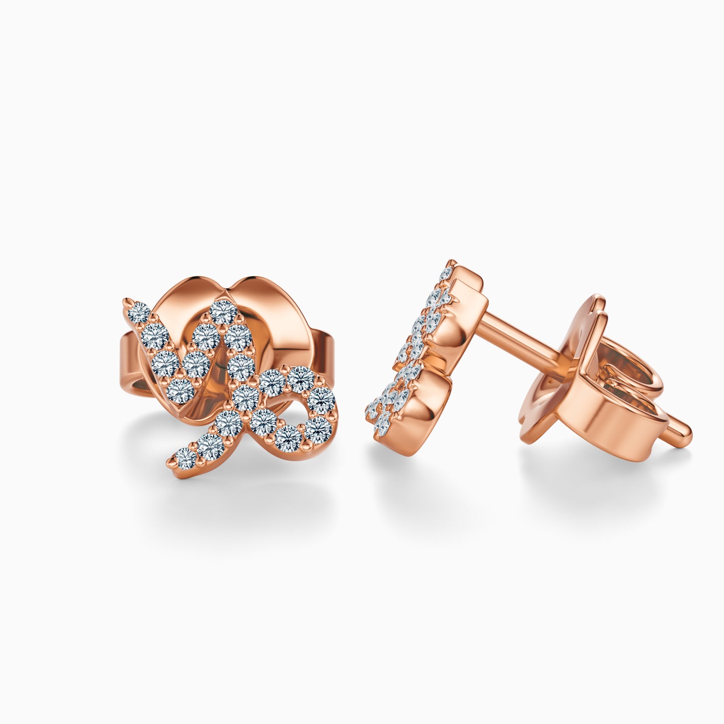 Diamond Capricorn Stud Earrings