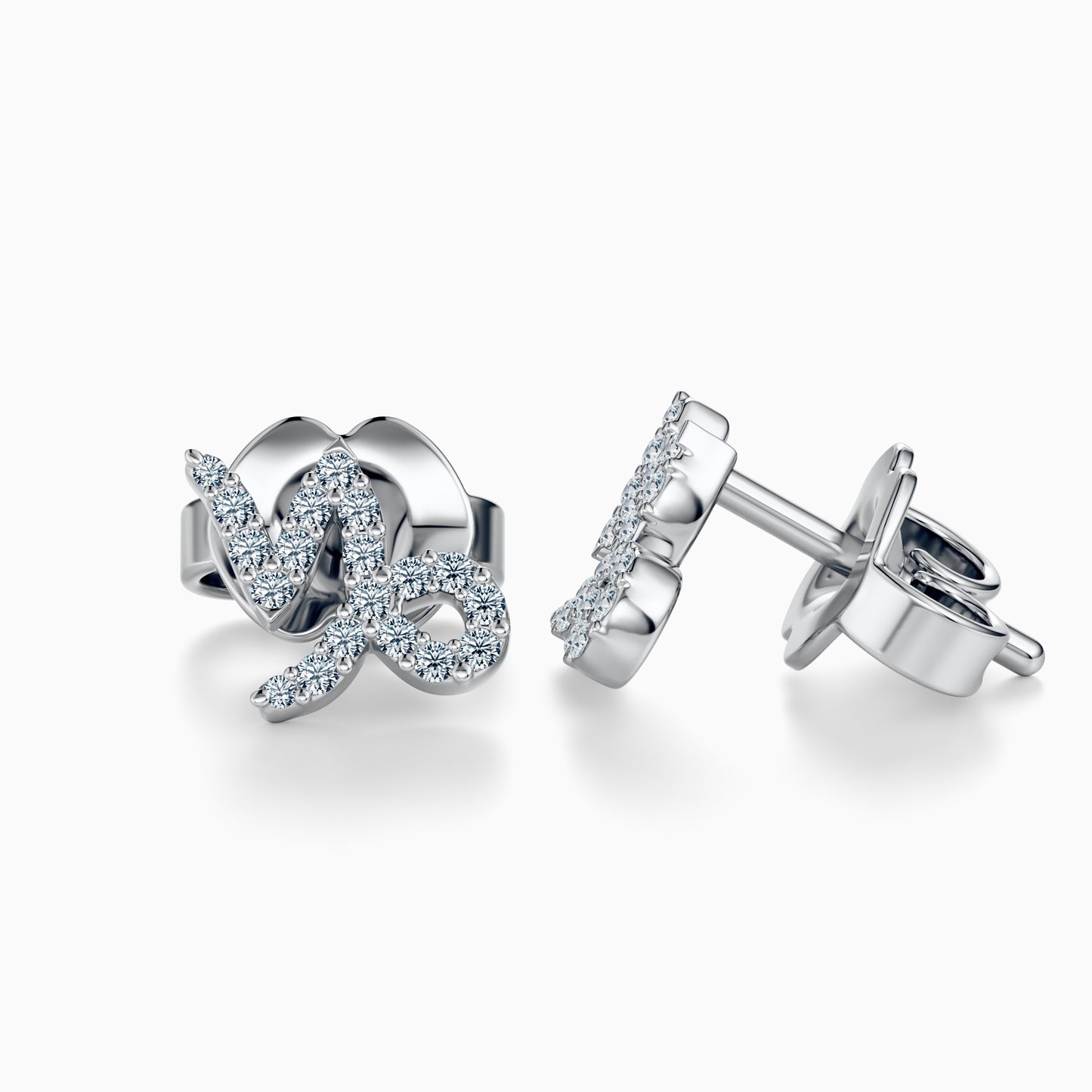 Diamond Capricorn Stud Earrings