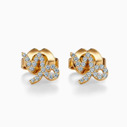 Diamond Capricorn Stud Earrings