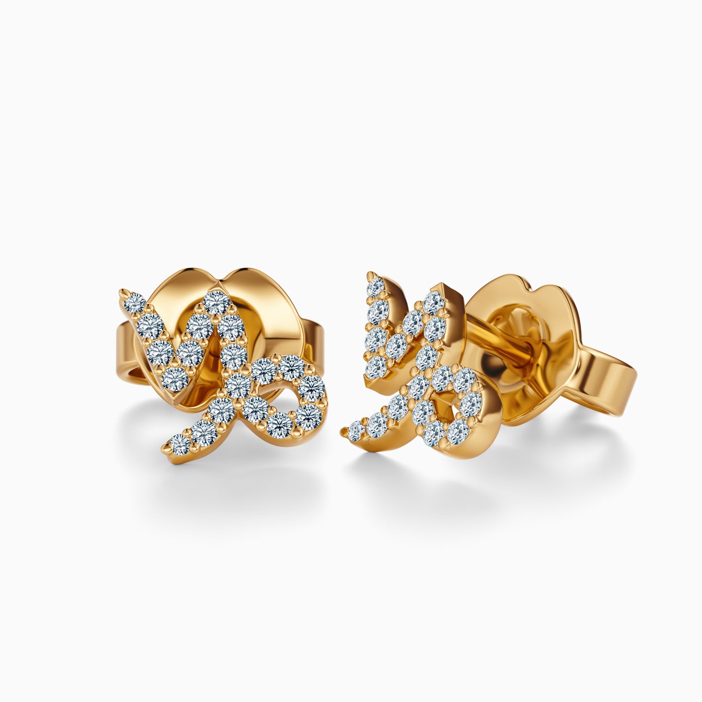 Diamond Capricorn Stud Earrings