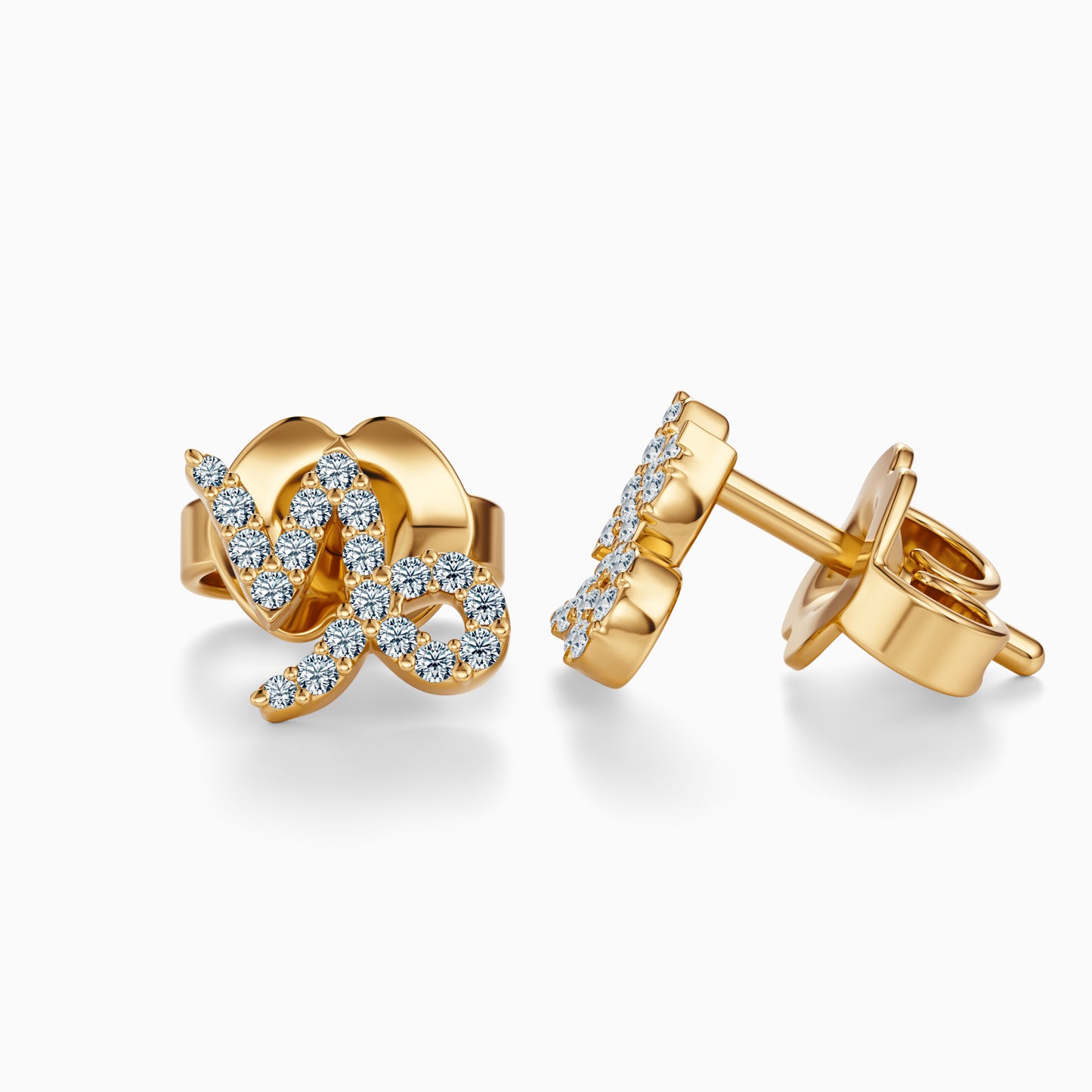 Diamond Capricorn Stud Earrings