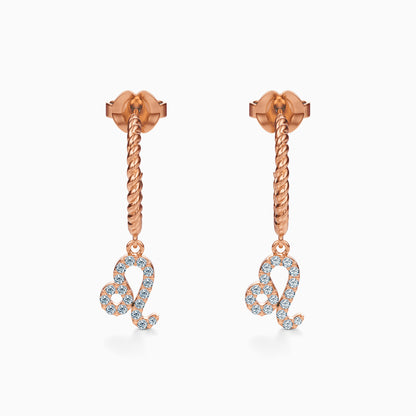 Diamond Leo Dangle Earrings