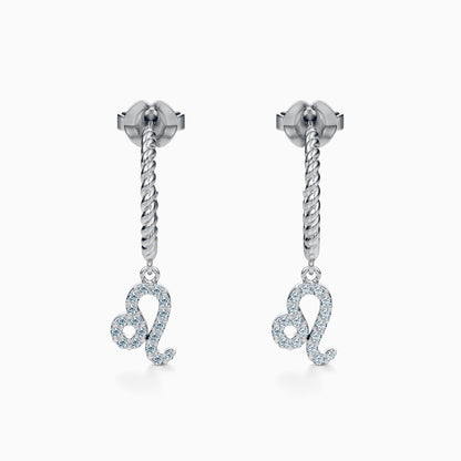 Diamond Leo Dangle Earrings