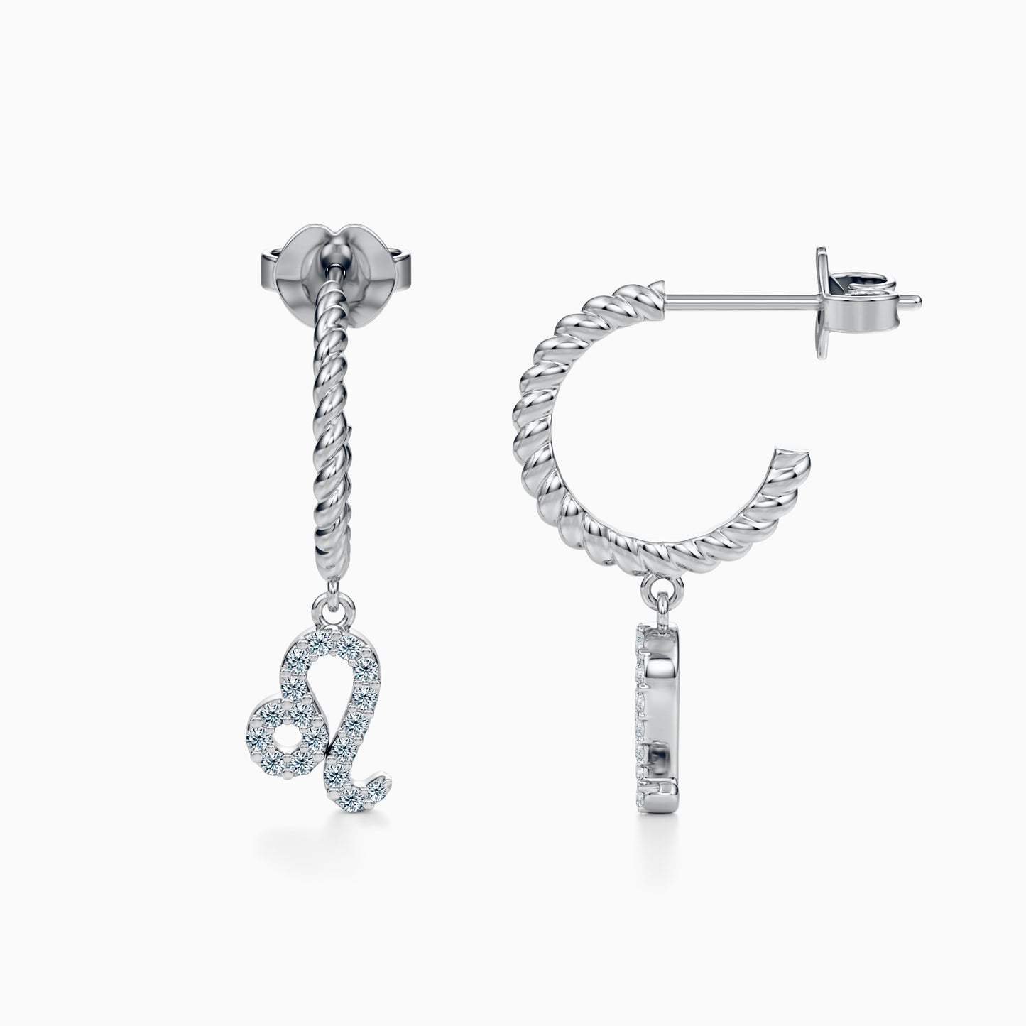 Diamond Leo Dangle Earrings