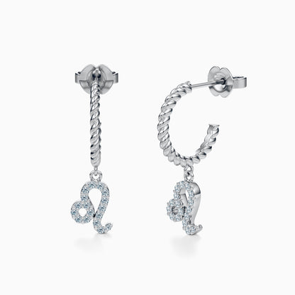 Diamond Leo Dangle Earrings
