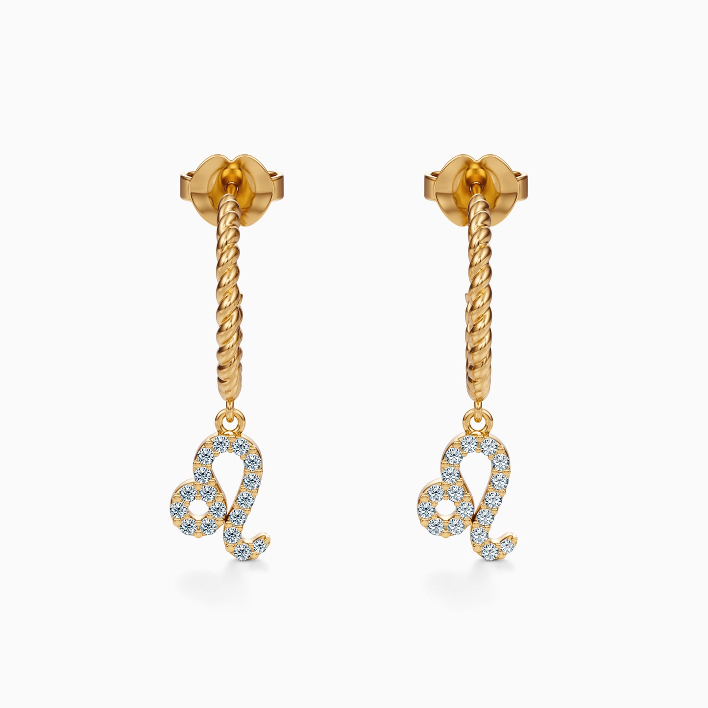 Diamond Leo Dangle Earrings