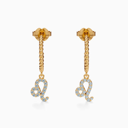 Diamond Leo Dangle Earrings