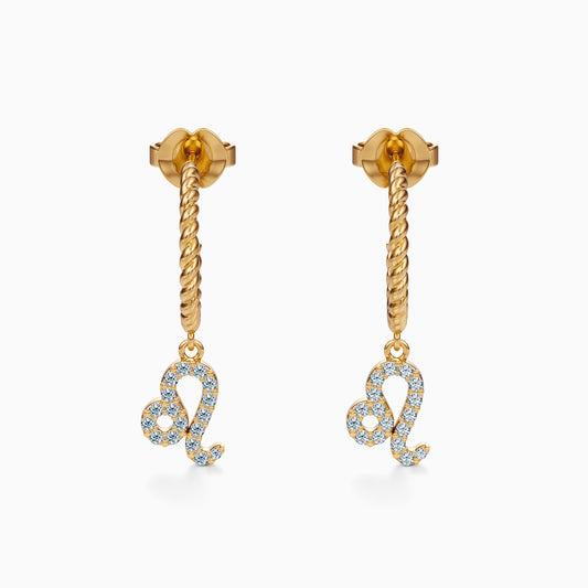 Diamond Leo Dangle Earrings