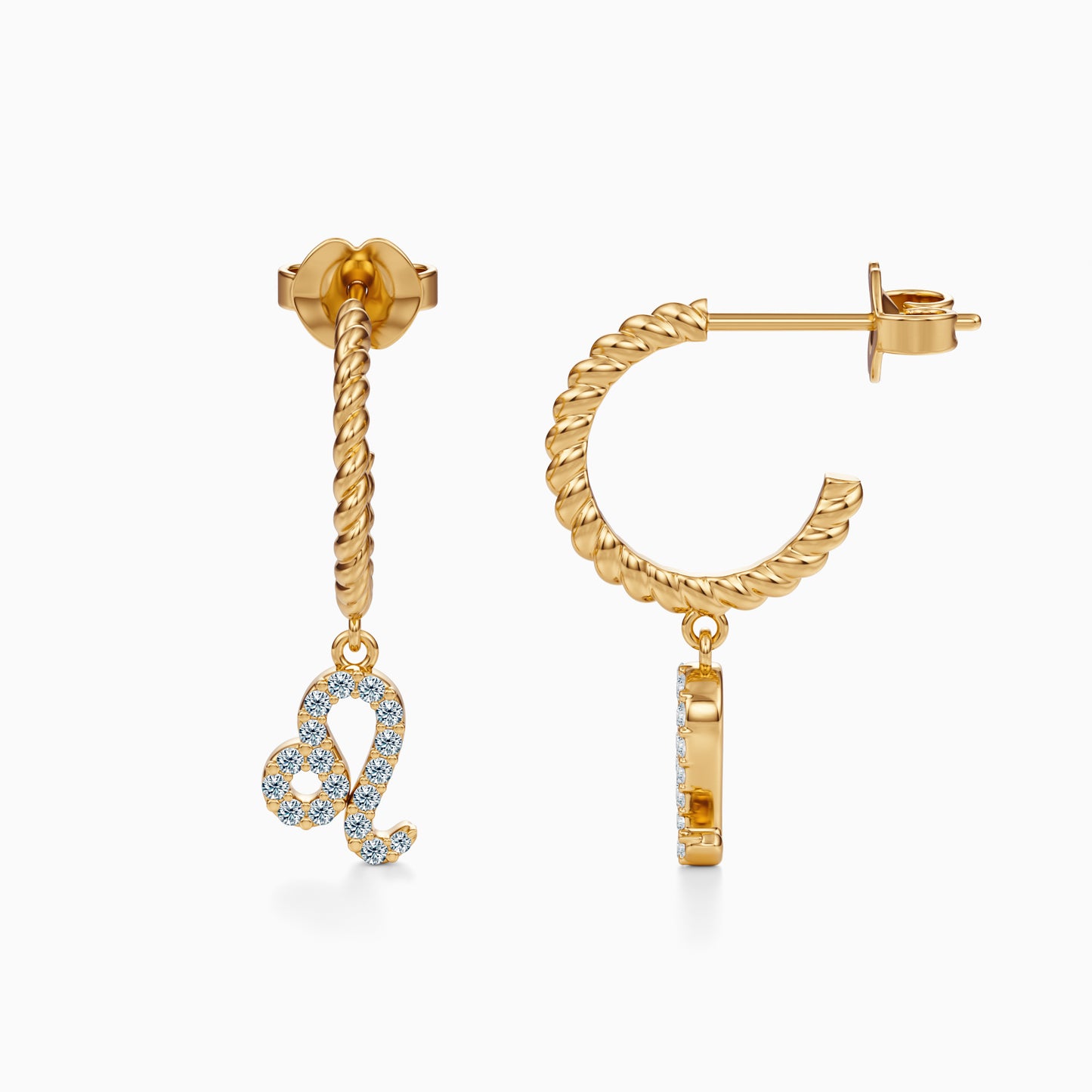Diamond Leo Dangle Earrings