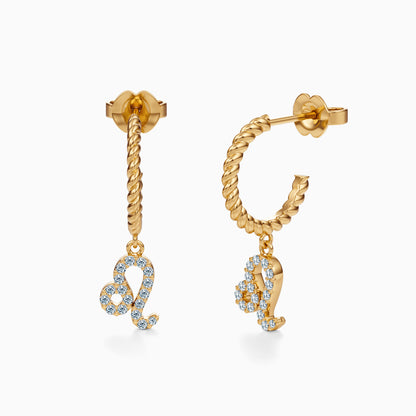 Diamond Leo Dangle Earrings
