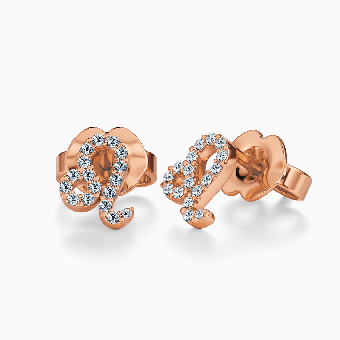Diamond Leo Stud Earrings