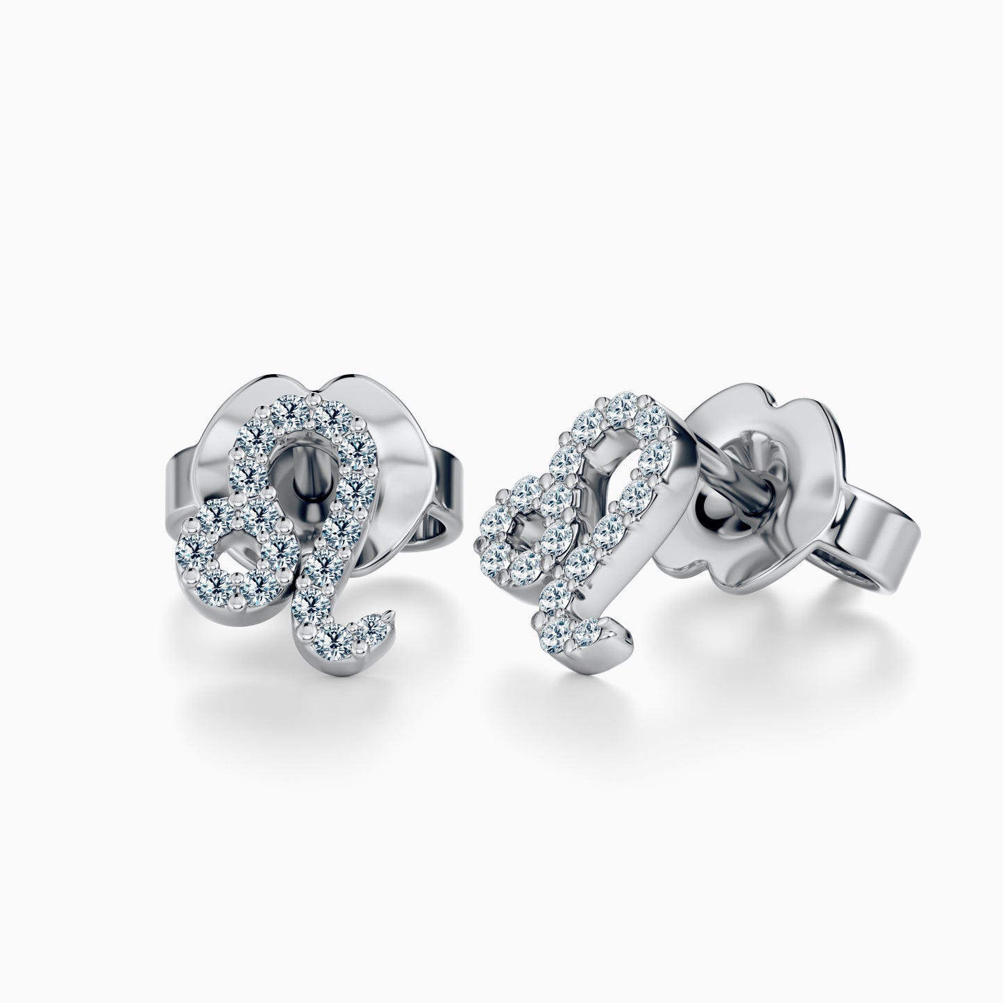 Diamond Leo Stud Earrings