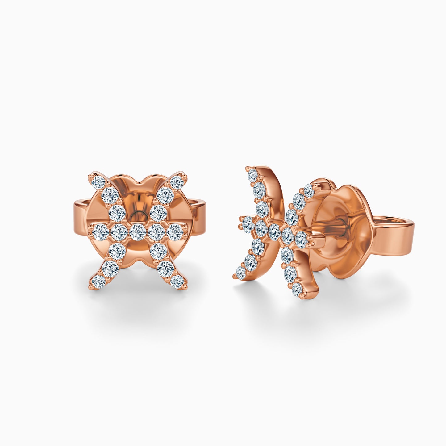 Diamond Pisces Stud Earrings