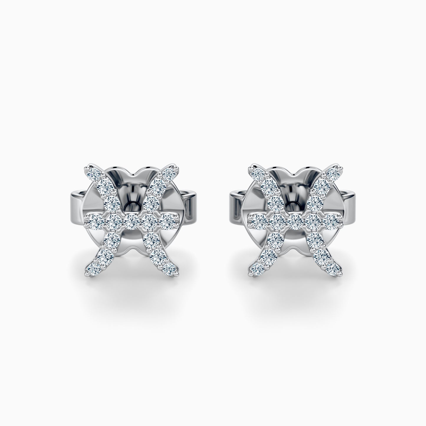 Diamond Pisces Stud Earrings