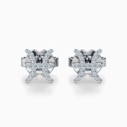 Diamond Pisces Stud Earrings