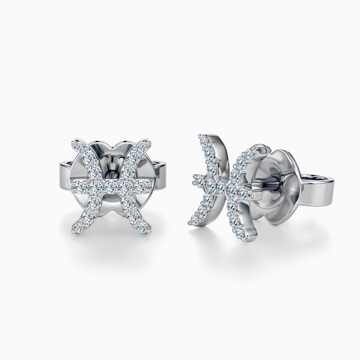 Diamond Pisces Stud Earrings