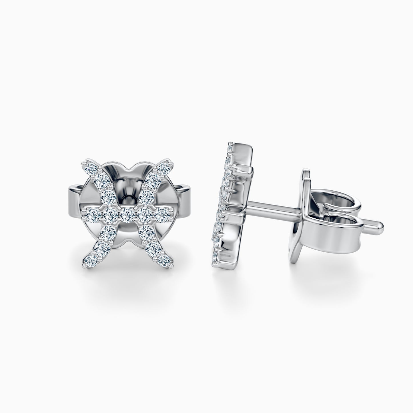 Diamond Pisces Stud Earrings