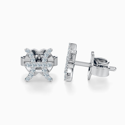 Diamond Pisces Stud Earrings