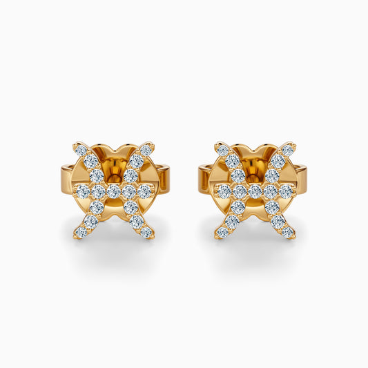 Diamond Pisces Stud Earrings