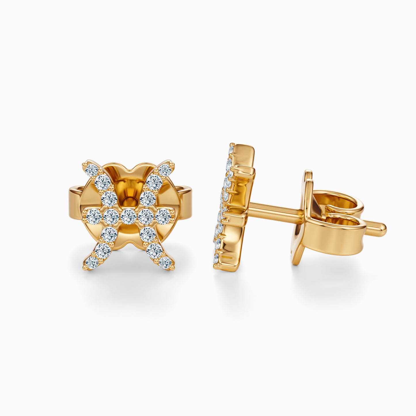 Diamond Pisces Stud Earrings