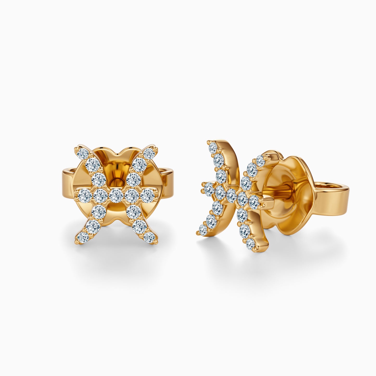 Diamond Pisces Stud Earrings