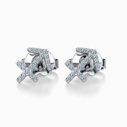 Diamond Sagittarius Stud Earrings