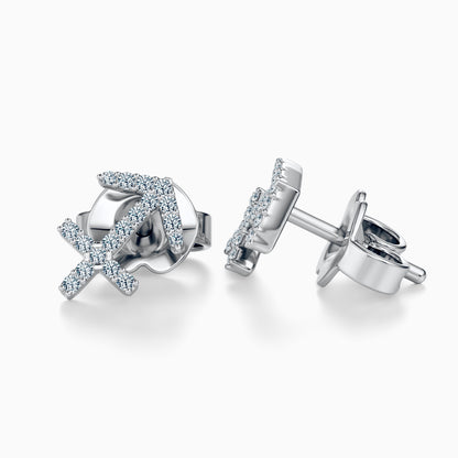 Diamond Sagittarius Stud Earrings
