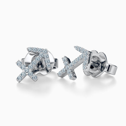 Diamond Sagittarius Stud Earrings