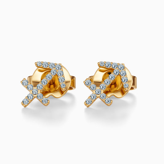 Diamond Sagittarius Stud Earrings