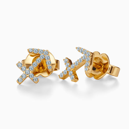 Diamond Sagittarius Stud Earrings