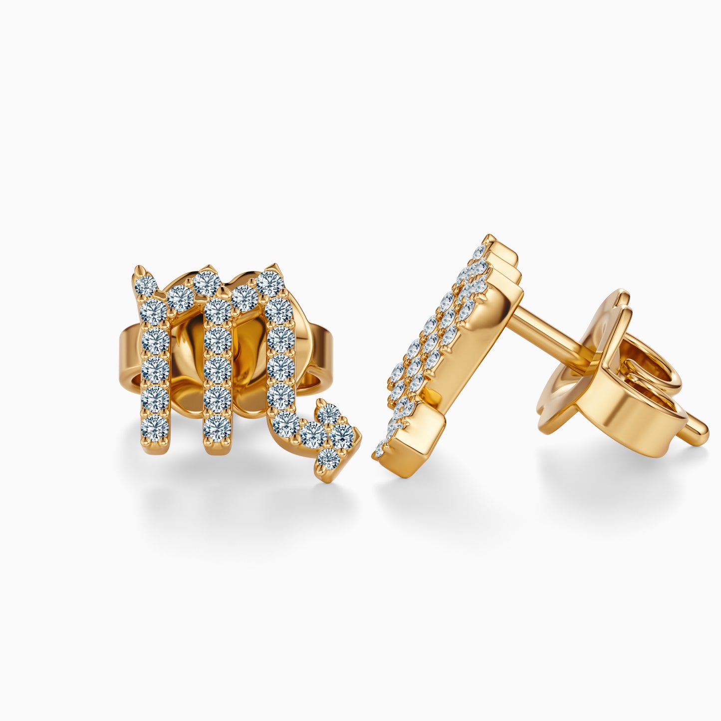 Diamond Scorpio Stud Earrings