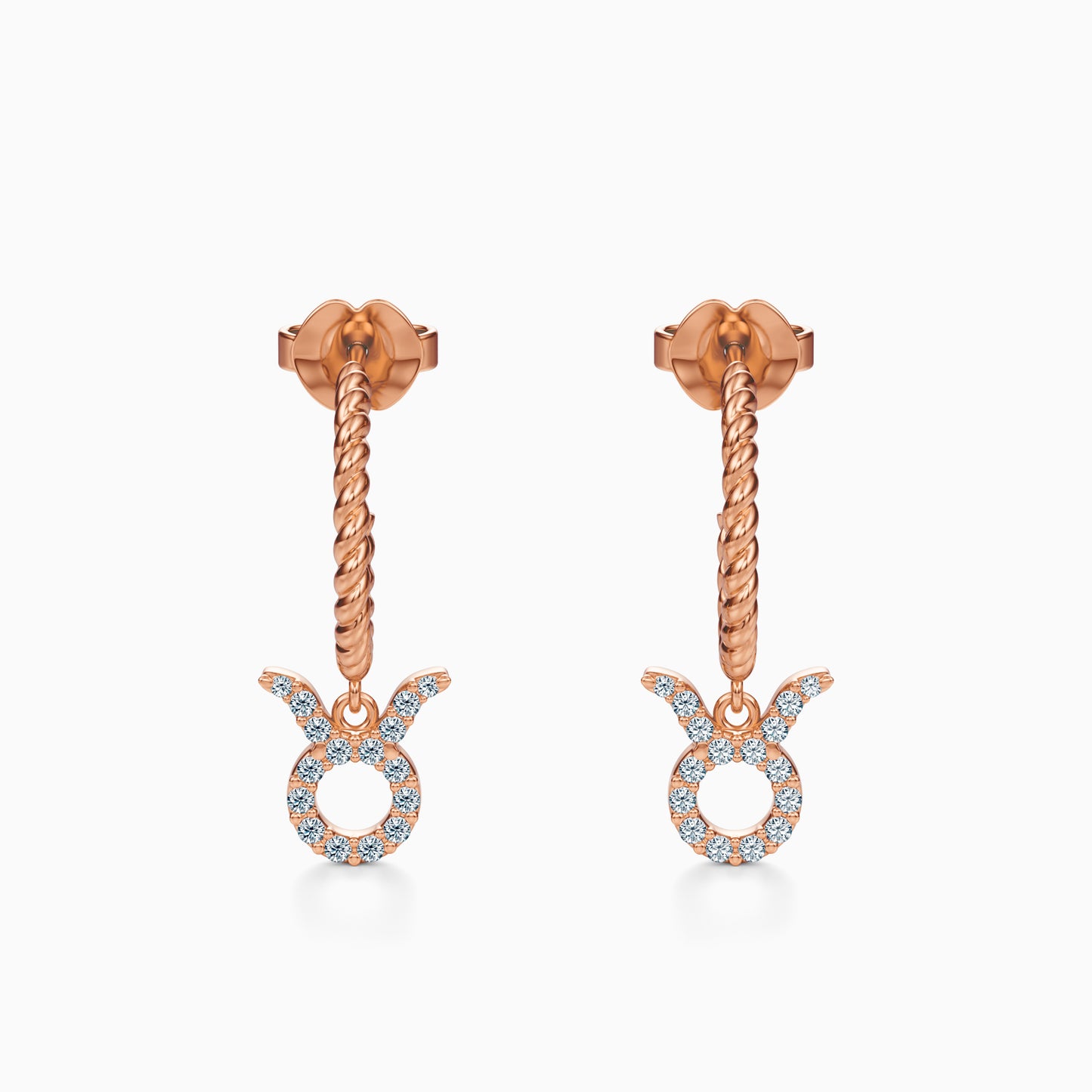 Diamond Taurus Dangle Earrings