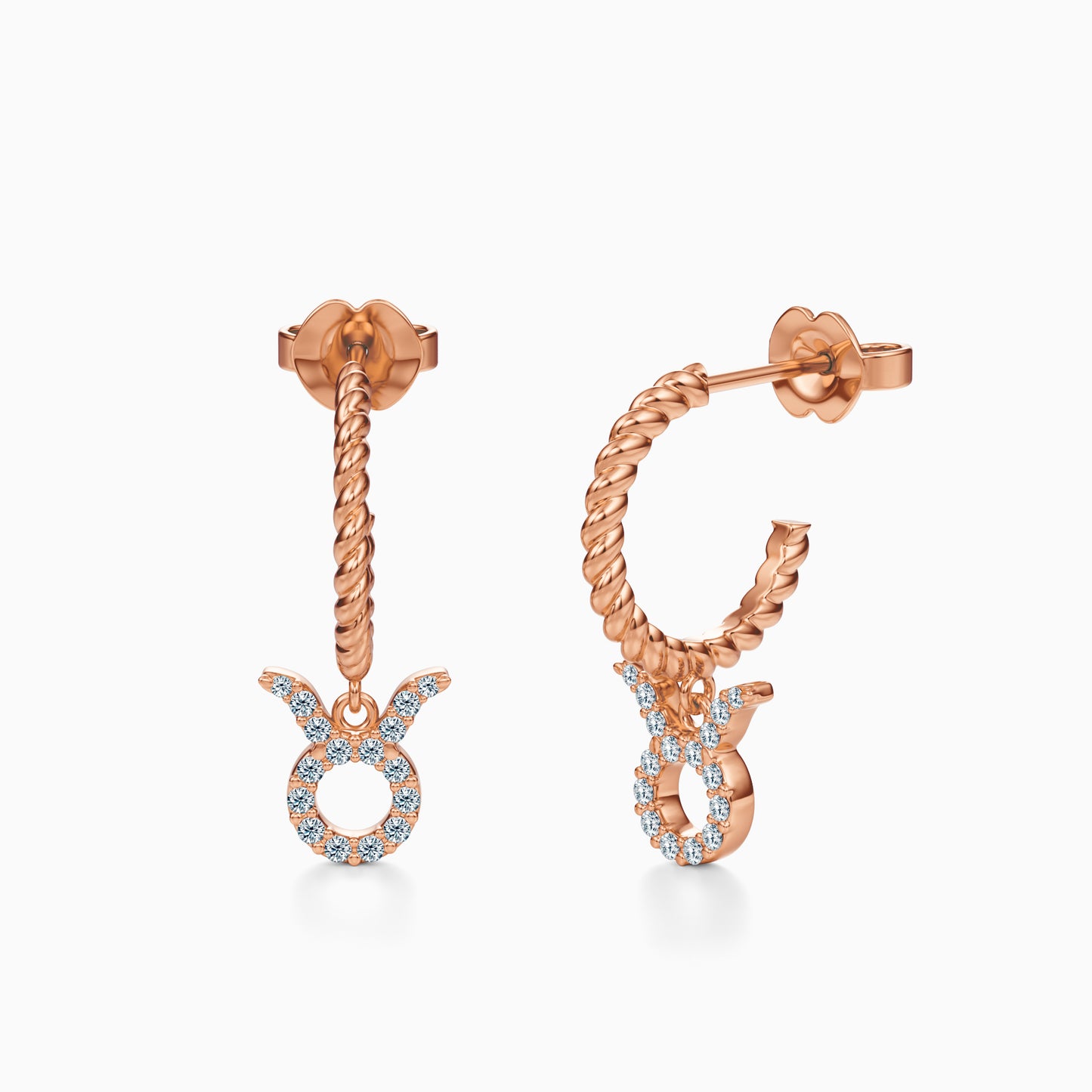 Diamond Taurus Dangle Earrings
