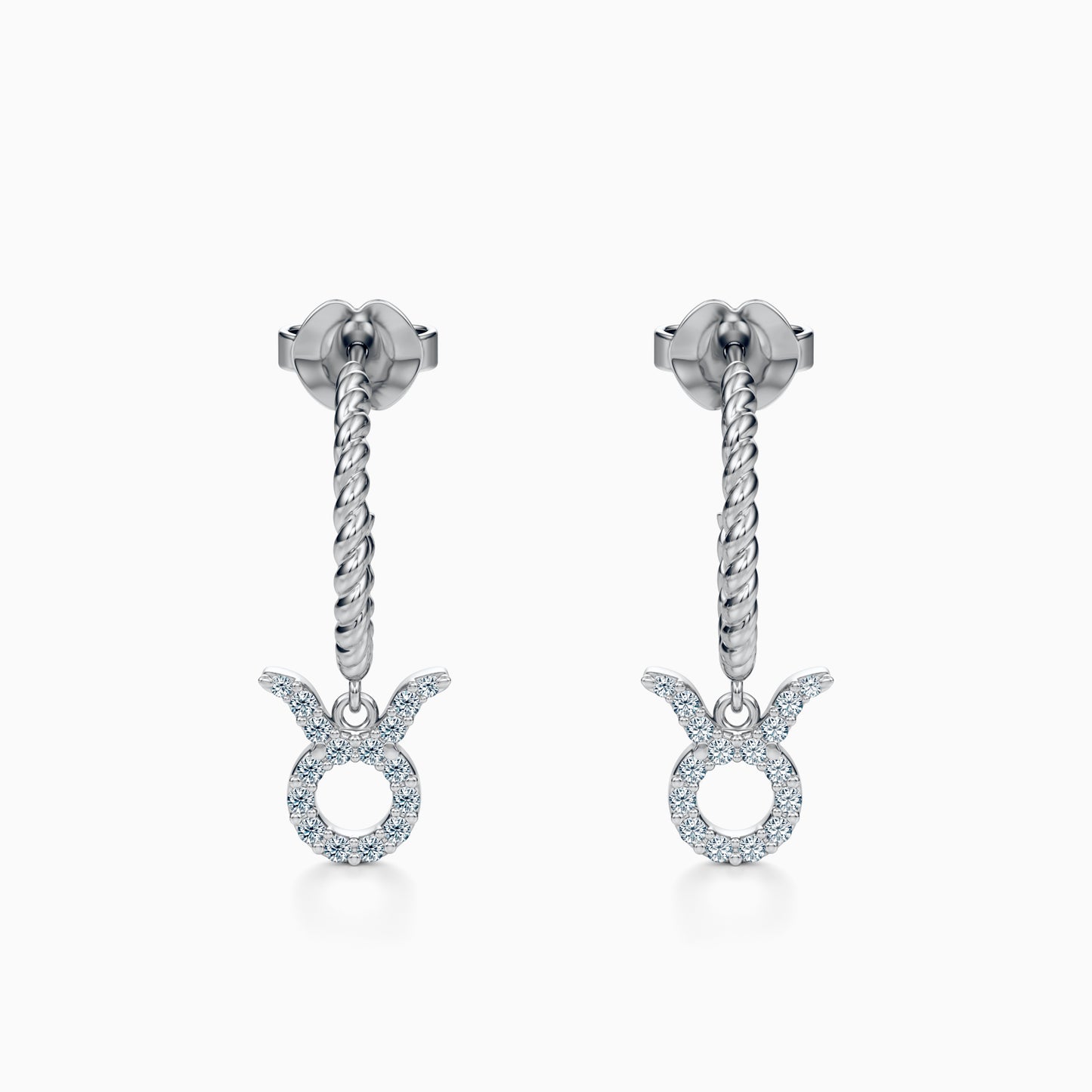Diamond Taurus Dangle Earrings