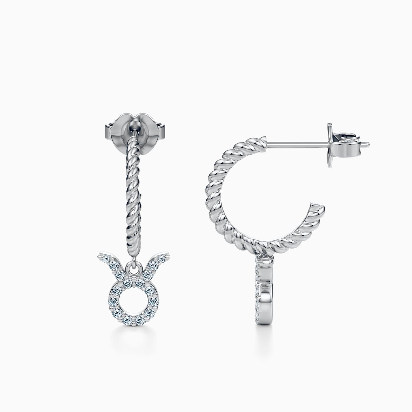 Diamond Taurus Dangle Earrings