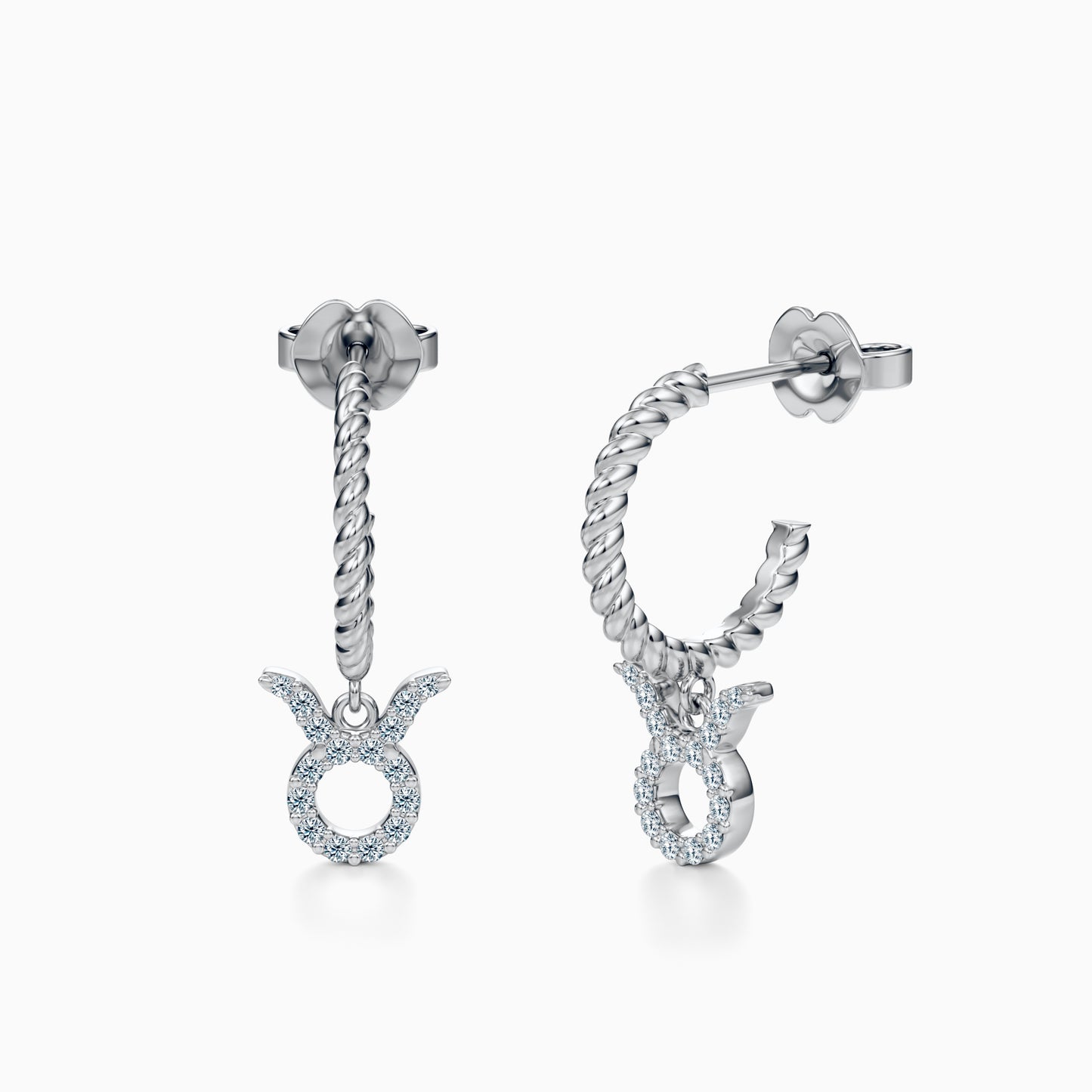 Diamond Taurus Dangle Earrings