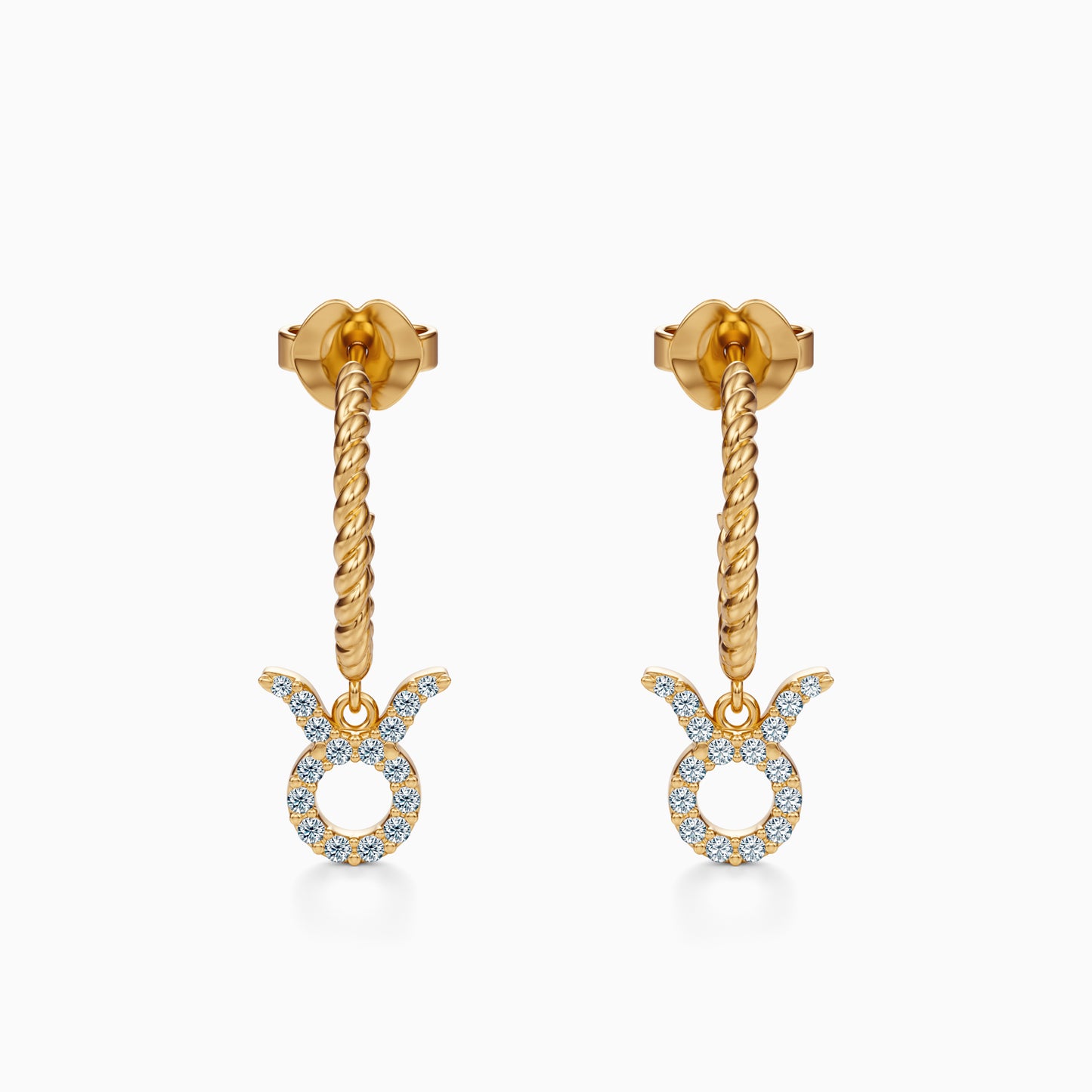 Diamond Taurus Dangle Earrings
