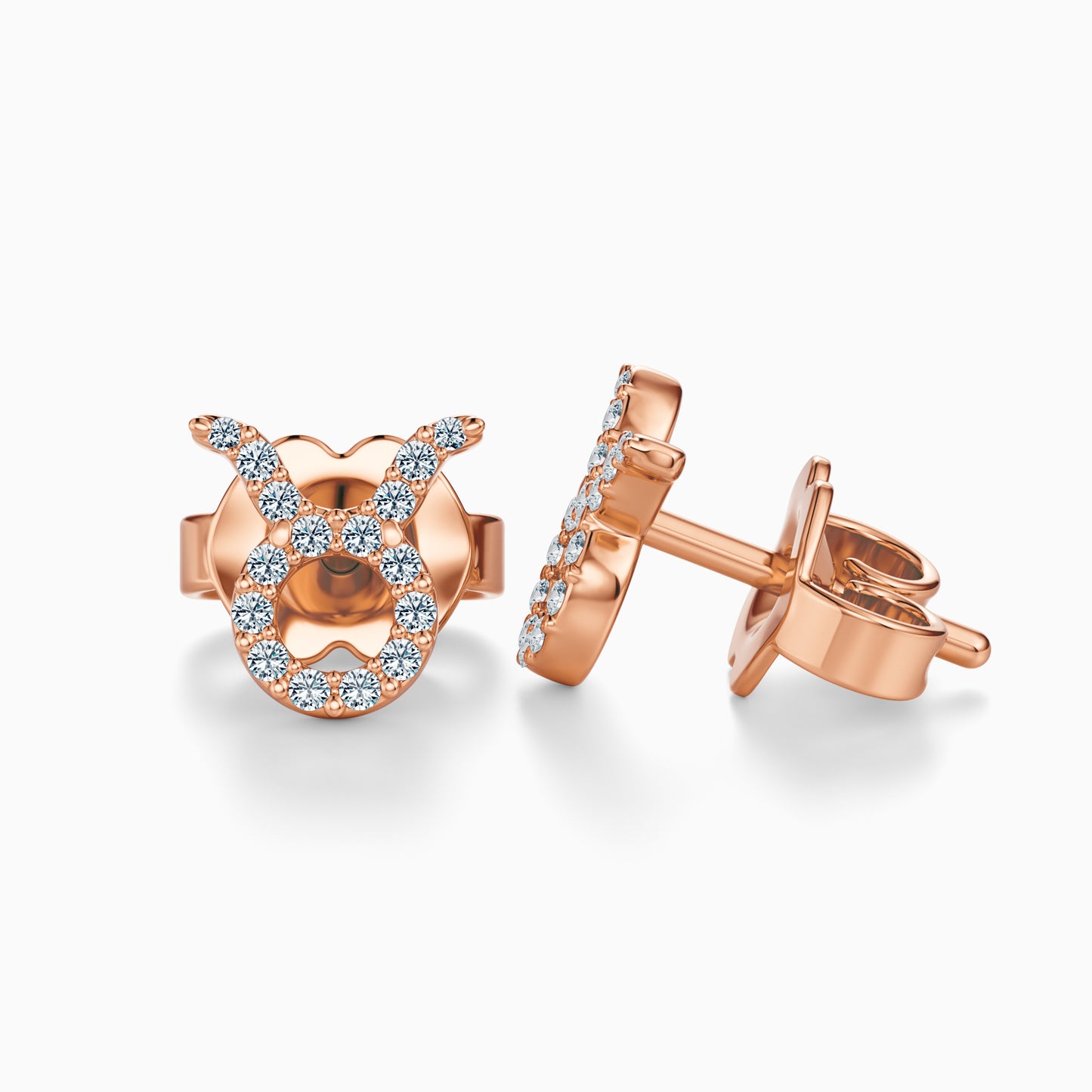 Diamond Taurus Stud Earrings
