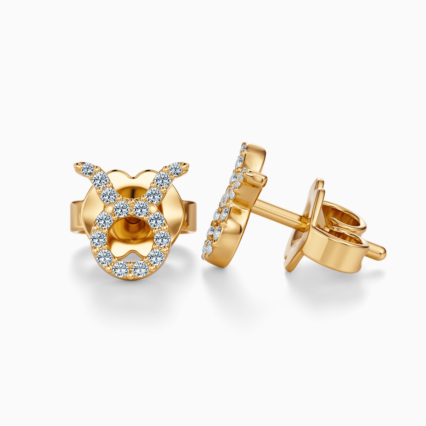 Diamond Taurus Stud Earrings