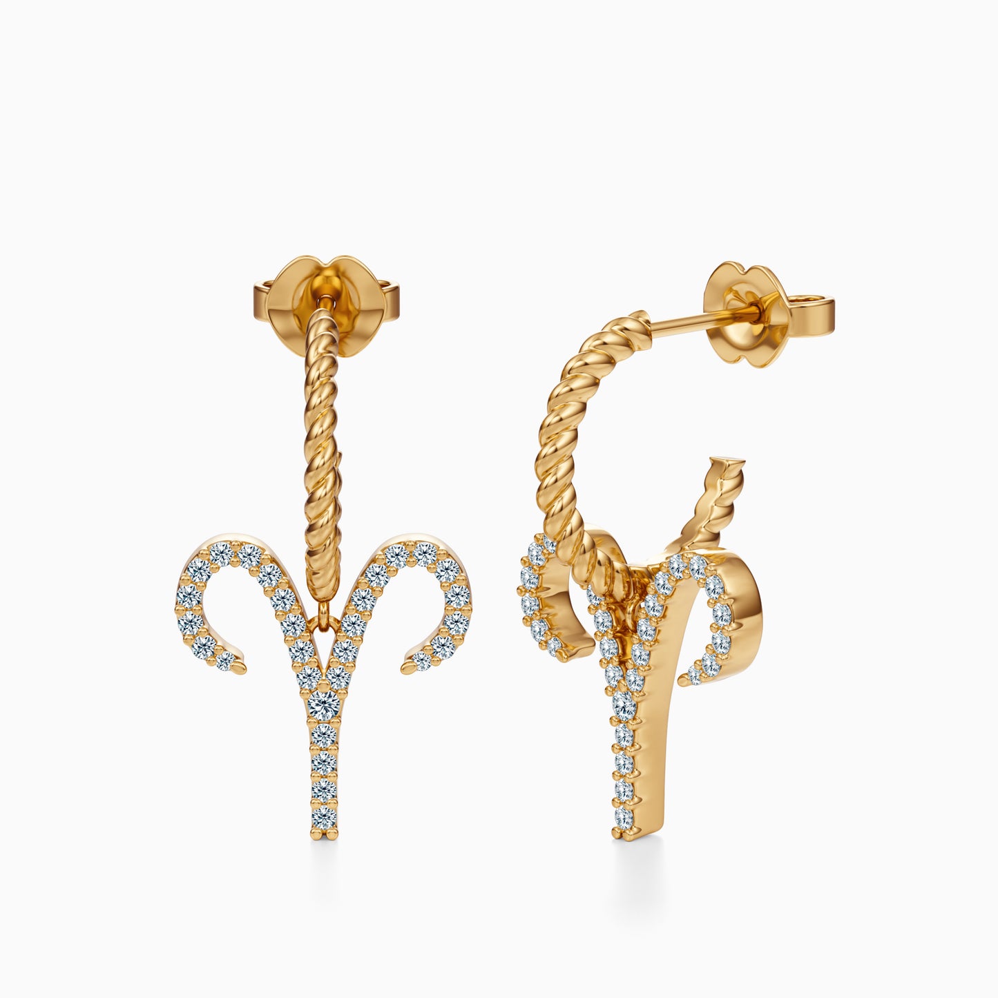 Large Diamond Aries Dangle Earrings