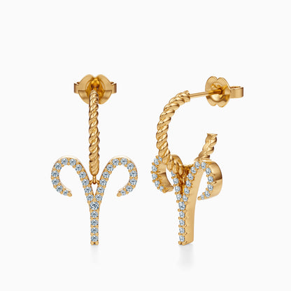 Large Diamond Aries Dangle Earrings
