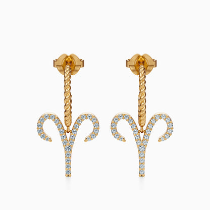 Large Diamond Aries Dangle Earrings