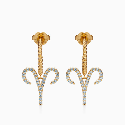 Large Diamond Aries Dangle Earrings