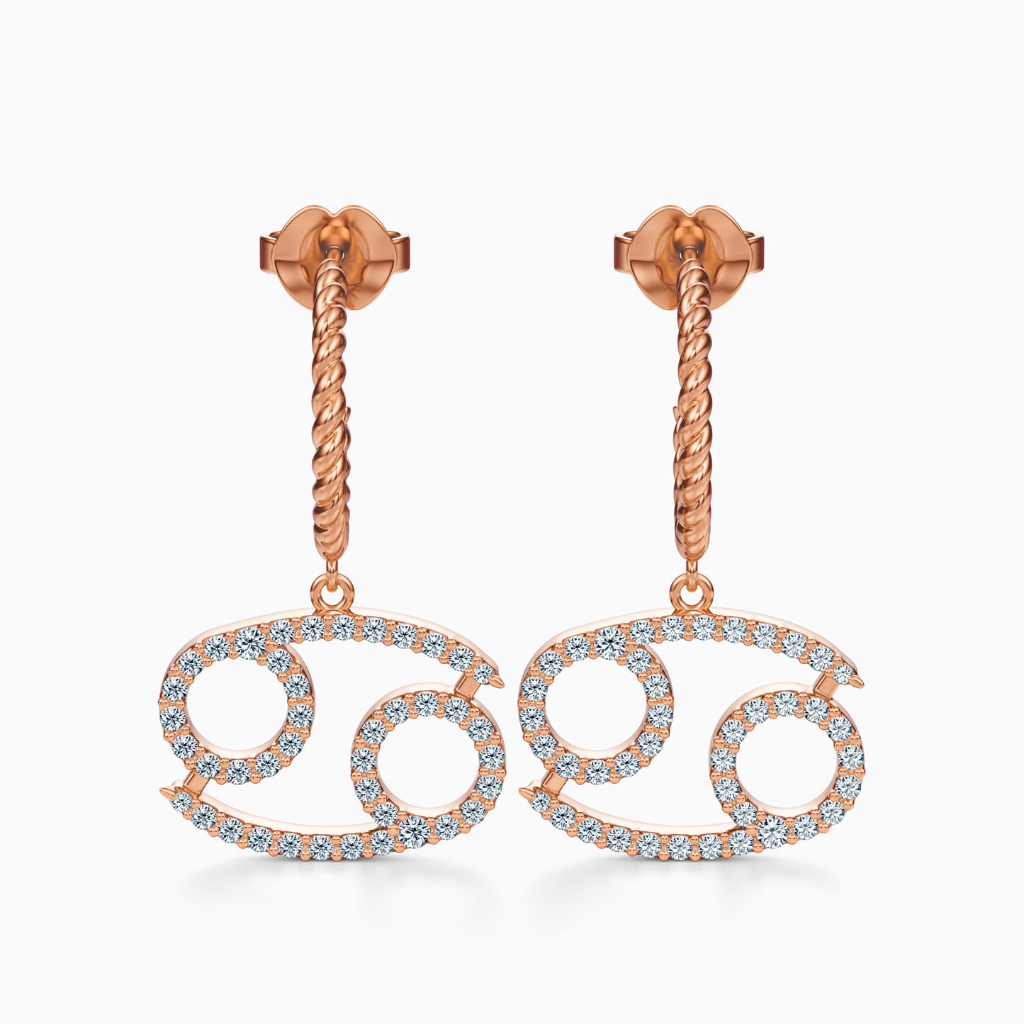 Large Diamond Cancer Dangle Earrings