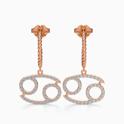 Large Diamond Cancer Dangle Earrings