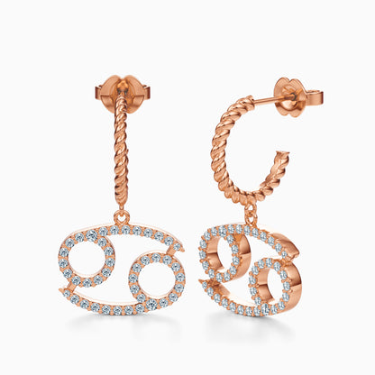 Large Diamond Cancer Dangle Earrings