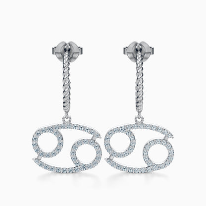 Large Diamond Cancer Dangle Earrings